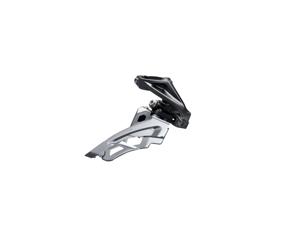 Переключатель передний Shimano Deore, M6000, 3x10 скоростей, верхняя тяга, 42T, верхний хомут 34.9мм, угол наклона 66-69°, черно-серебристый OEM