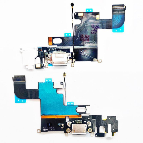 Шлейф для Apple iPhone 6 на системный разъем + микрофон Белый