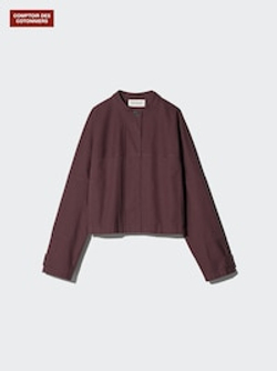 UNIQLO Короткая хлопковая куртка, темно-коричневый