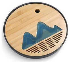 242097.1 Чабань ЖИДКОЕ СТЕКЛО "Горы и море" круглая, d=25см, бамбук+пластик натуральный/черный