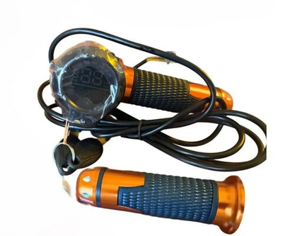 Ручка газа с цветным дисплеем и замком зажигания оранжевая для электросамоката электровелосипеда