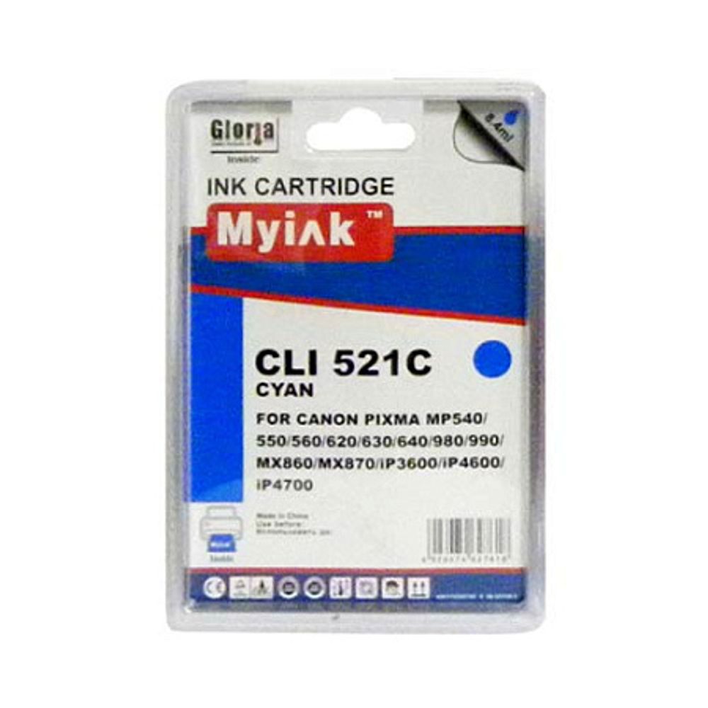Картридж MyInk, аналог CANON CLI-521 C для PIXMA iP3600/4600/MP540/620/630/980 Cyan (8,4ml, Dye)