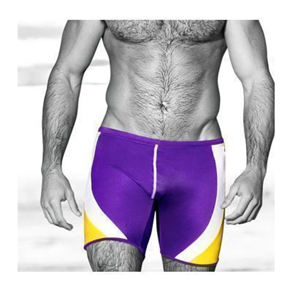 Мужские плавки фиолетовые с желтыми полосами Aussiebum