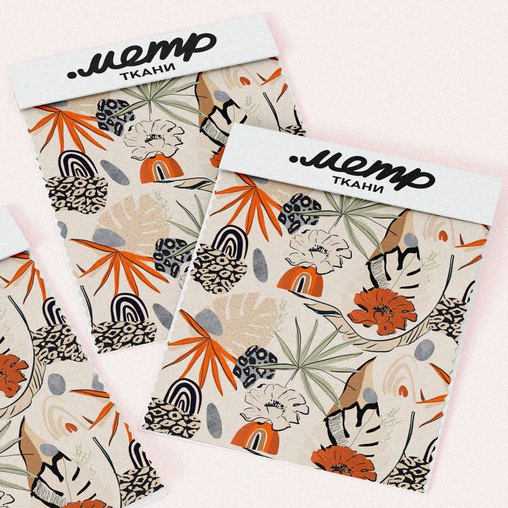 Ткань мембрана листья с оранжевыми цветами