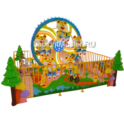 Карусель 5 мест с подъёмом «Веселые тигрята», 3,6×2,8×2,7 м