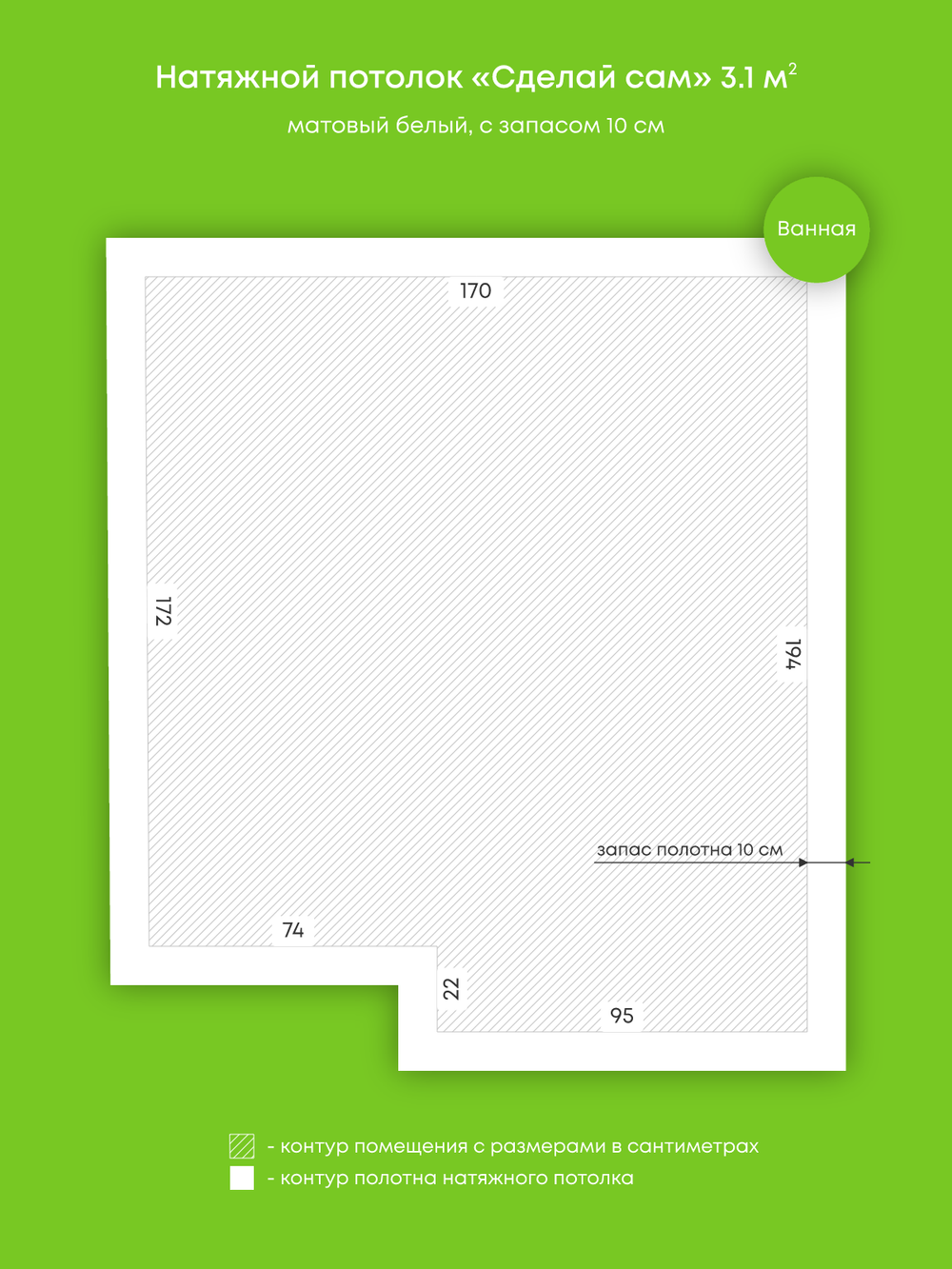 Натяжные потолки 3.1 м2, 1.5 м2