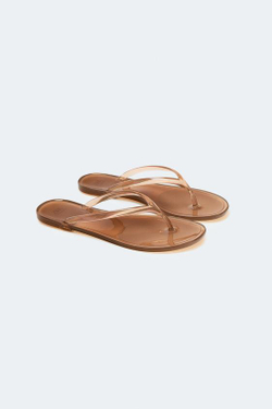 ZARA ШЛЕПАНЦЫ ИЗ РЕЗИНЫ, КОРИЧНЕВЫЙ