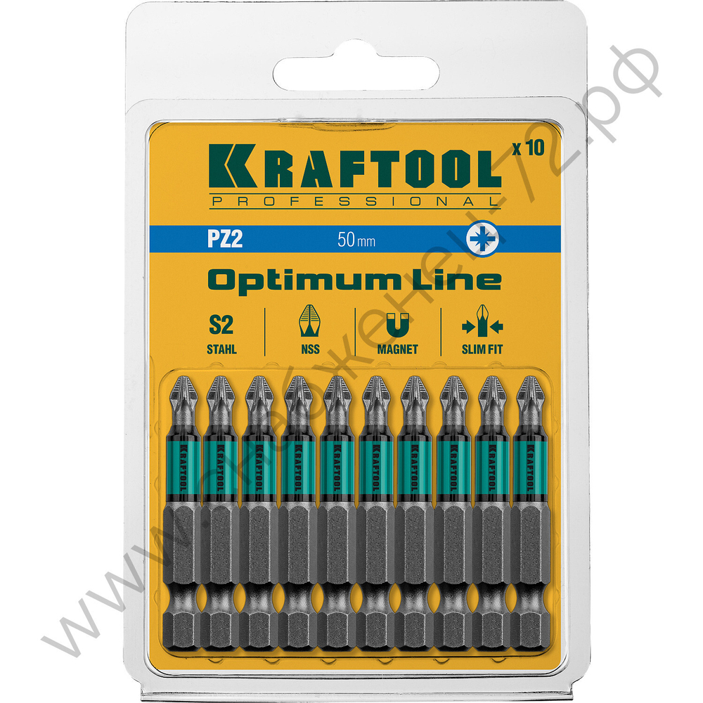KRAFTOOL OPTIMUM PZ 2, 50 мм, 10 шт, Биты (26124-2-50-10)
