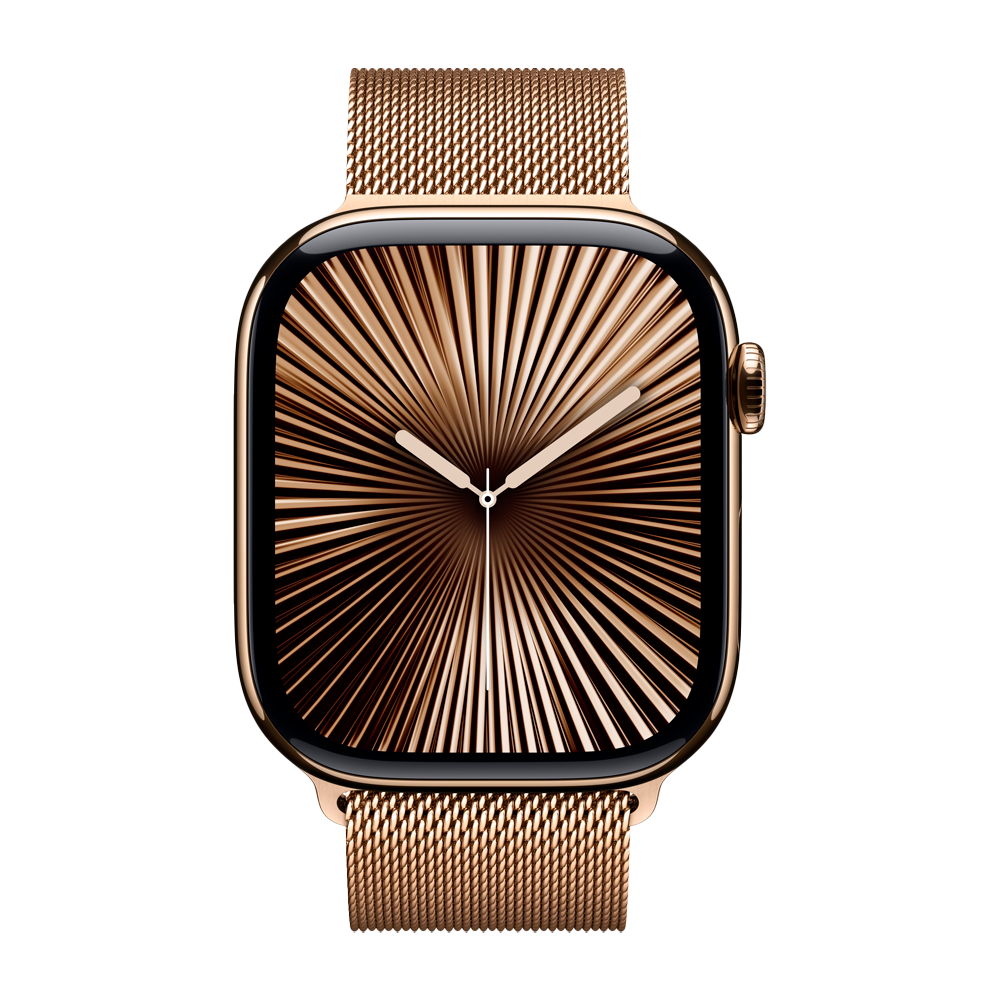 Умные часы Apple Watch Series 10 GPS + Cellular, 46mm, Gold Titanium Case with Milanese Loop, Gold S/M