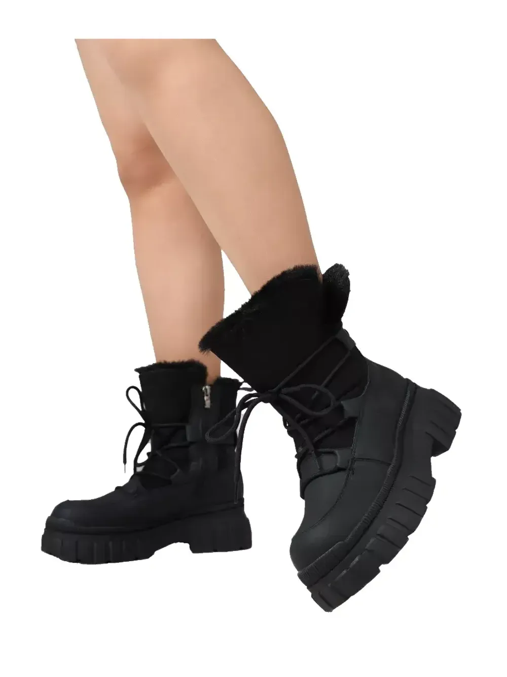 Зимние ботинки на высокой платформе