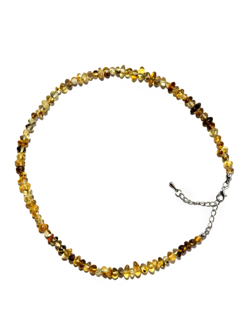 Бусы из цельного янтаря, бусины 7 на 4 мм, размер регулируется от 45 до 48