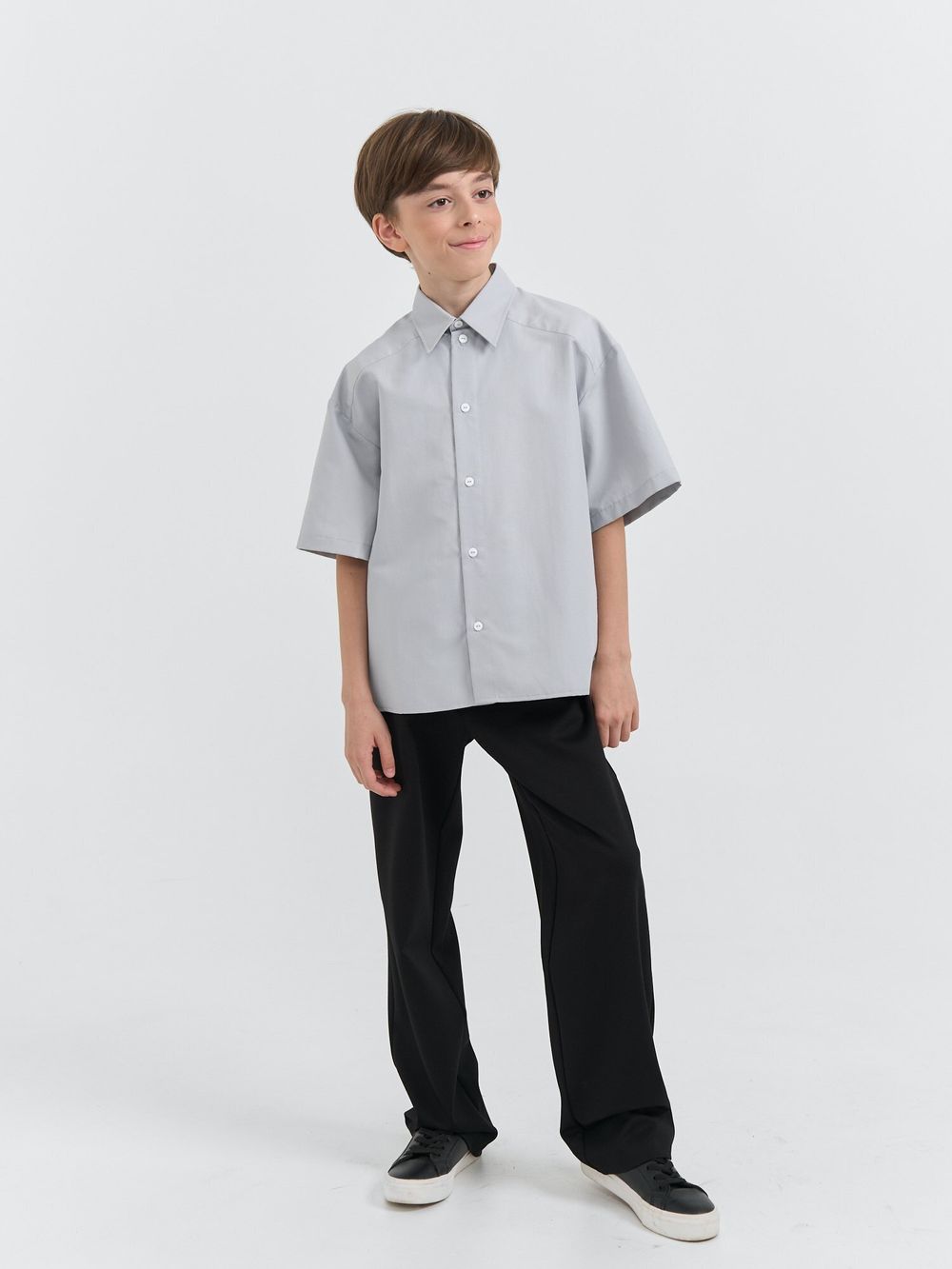 Рубашка оверсайз с коротким рукавом "Серая" 7+