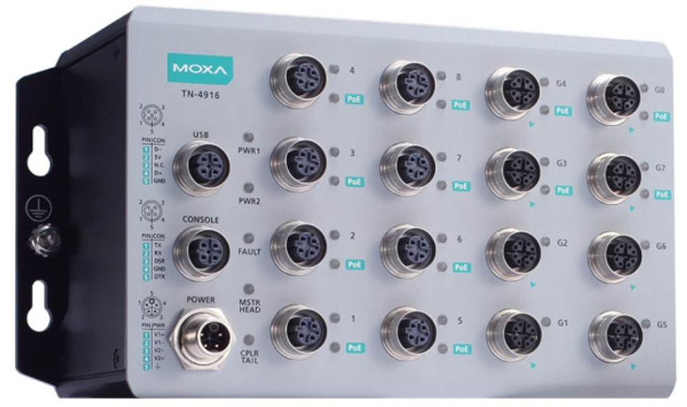 Коммутатор управляемый MOXA TN-4916-ETBN-F-8PoE-4GPoE-4GTXBP-WV-CT-T