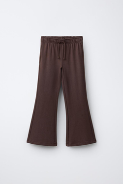 ZARA БРЮКИ FLARE ИЗ МЯГКОЙ ТКАНИ, КОРИЧНЕВЫЙ