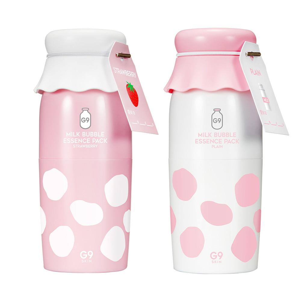 G9Skin Milk Bubble Essence Pack Strawberry клубничная кислородная маска-эссенция для жирной кожи