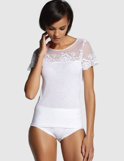 Футболка Greta с кружевом (Размер: L) (Цвет: белый)