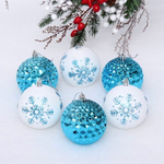 Набор шаров 8 см "Снежное сияние"-в наборе 6шт. Голубой/Белый