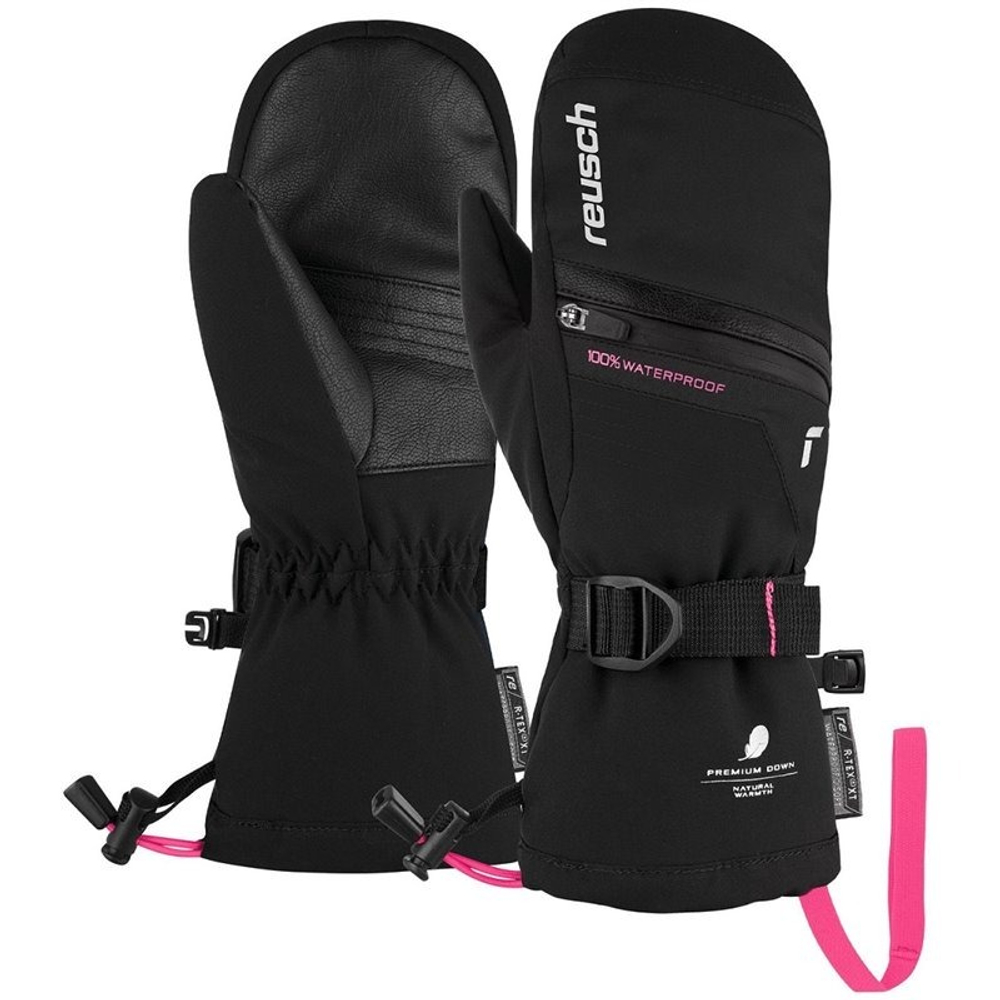 Варежки горнолыжные REUSCH Lando R-Tex Xt Junior Mitten Black/Pink Glo (inch (дюйм):4,5