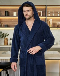 Халат мужской HENRY Синий POLENS Турция с капюшоном