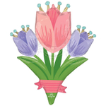 Шар Фольгированный Тюльпаны Букет (Белый)