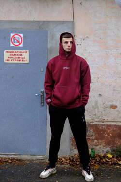 Худи SPACE OverSize Флис Бордовый