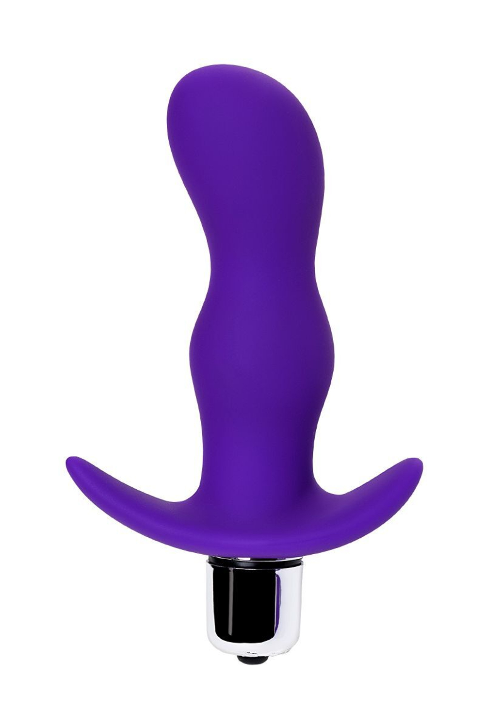 Фиолетовая изогнутая анальная вибропробка - 11,2 см.