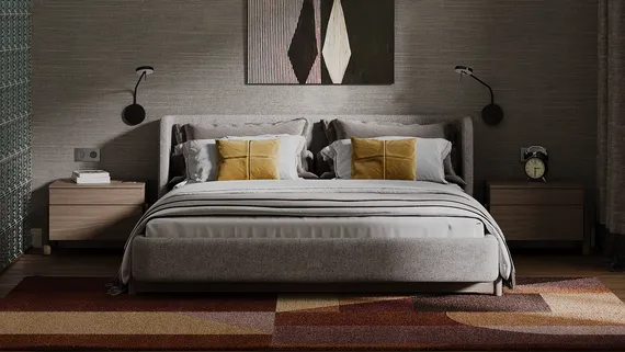 Кровать Basic спальное место 180*200 см (бежевый, рогожка)