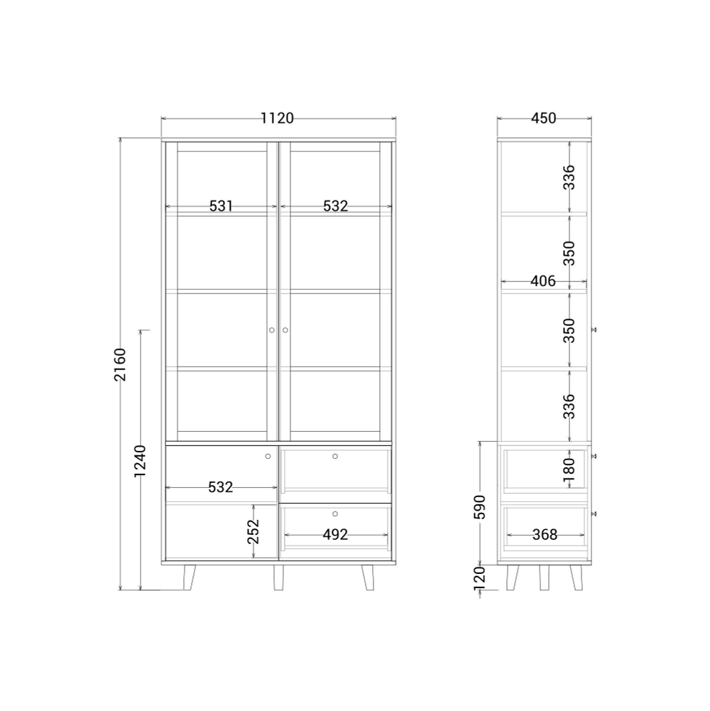 Витрина TW171 Дуб тобакко, марсала RAL 3005