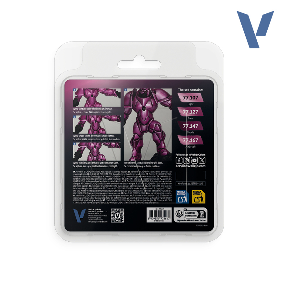 Vallejo True Metallic Metal - набор Crimson Magenta