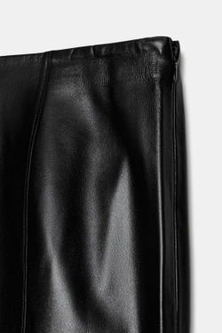 ZARA ЮБКА ИЗ 100% КОЖИ — ZW COLLECTION LIMITED EDITION, ЧЕРНЫЙ