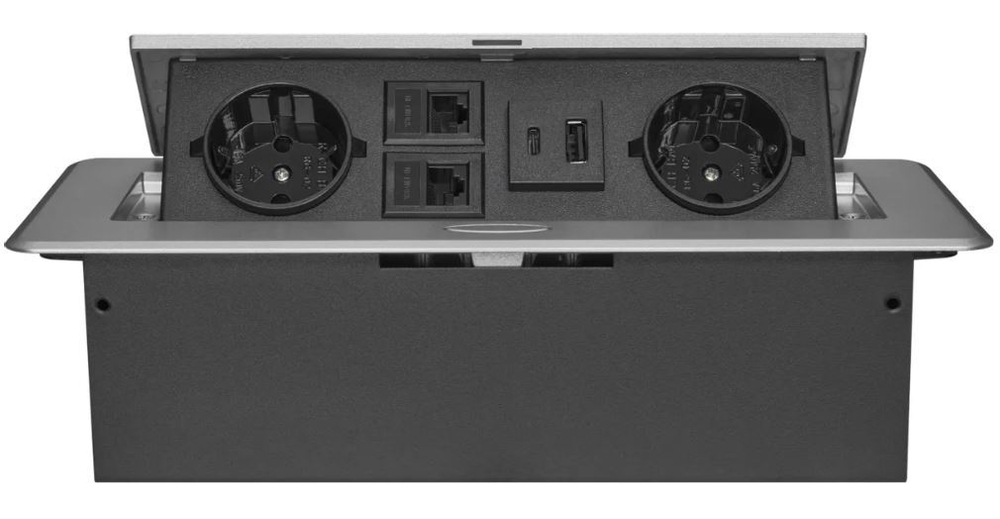 Блок розеток  Cactus CS-SOCKET-EU2-USBA/C-NET