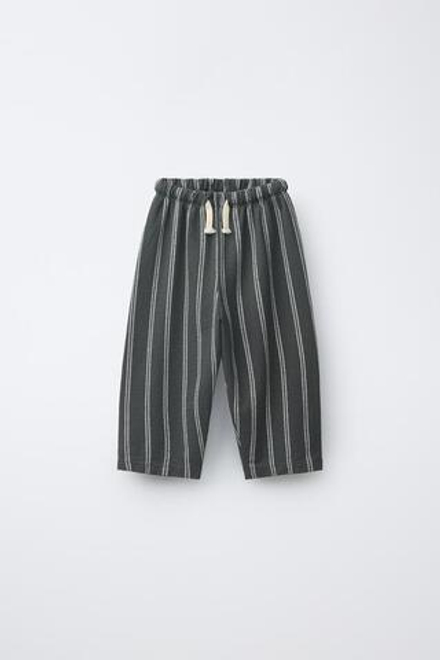 ZARA БРЮКИ RELAXED В ПОЛОСКУ, АНТРАЦИТОВО-СЕРЫЙ