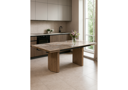 Стол стеклянный Woodville Монерон 200(260)х100х77 каталония, орех кантри