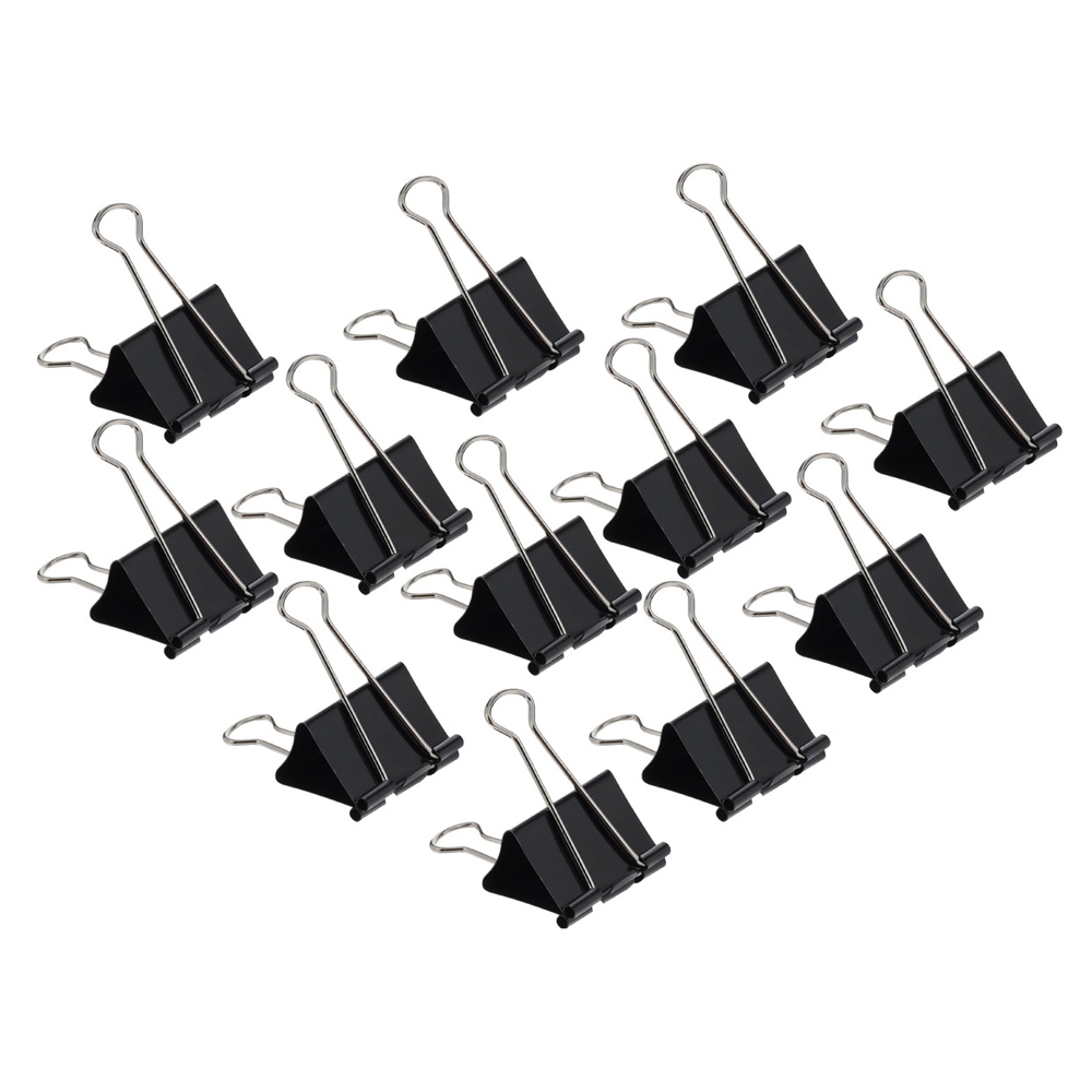 Зажимы металлические для бумаги 25 мм, 36 шт, MC-Basir, блок стальных черных канцелярских зажимов для листов
