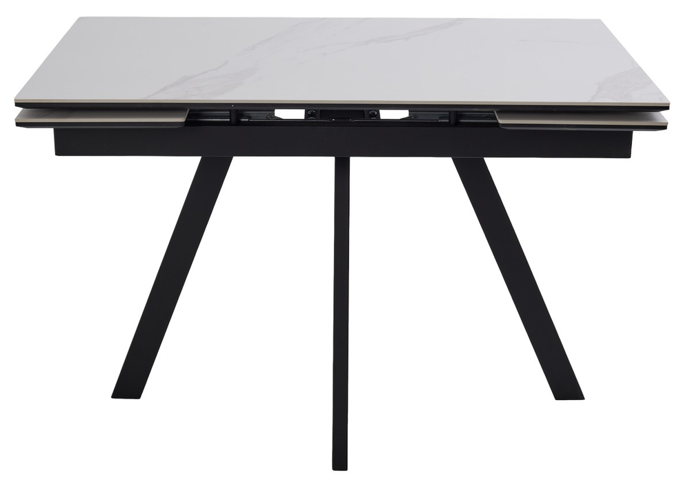 Стол НЕО-2 120 MATTE БЕЛЫЙ МРАМОР, керамика / Черный каркас, М-City