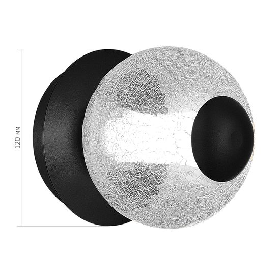 SL6120.401.01 Светильник настенный ST-Luce Черный/Прозрачное кракелированное стекло LED 1*8,5W 3000K PEEK