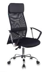 Кресло руководителя Бюрократ KB-6N черный TW-01 TW-11 сетка/ткань с подголов. крестов. металл хром