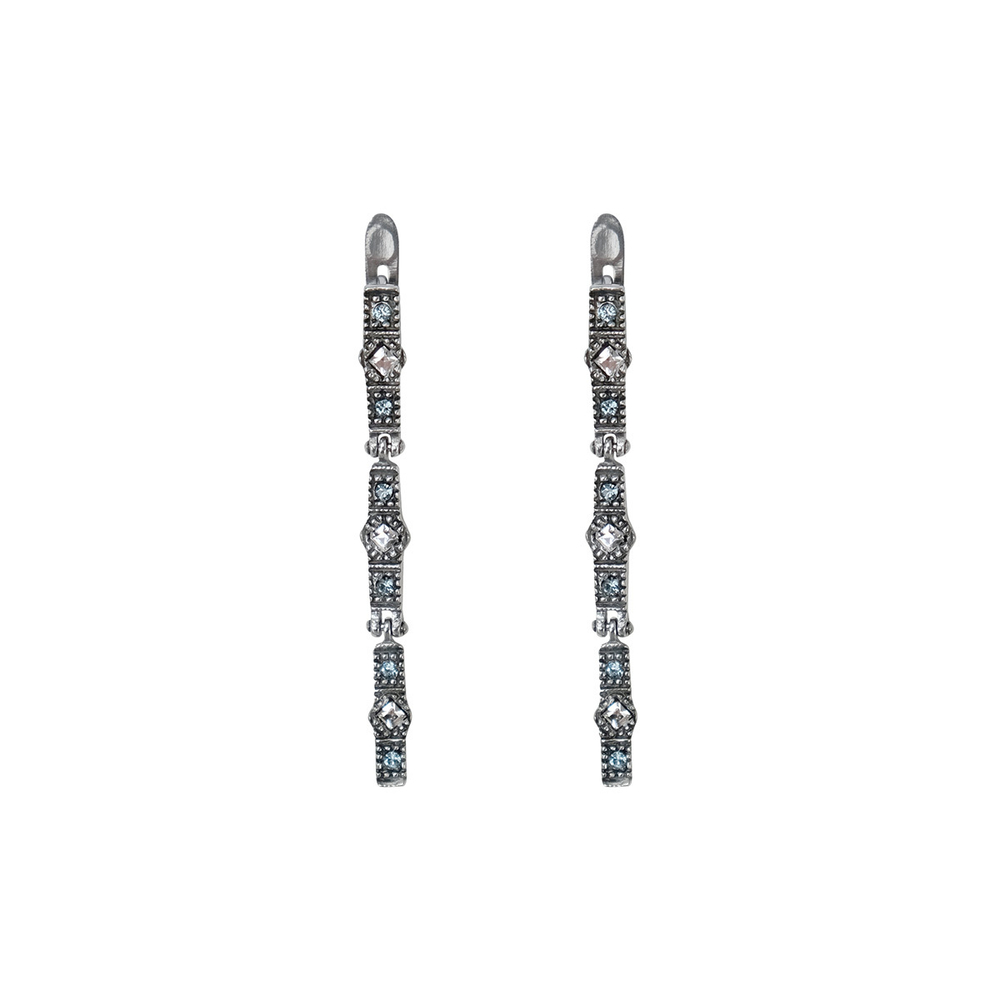 "Лента" серьги  в серебряном покрытии из коллекции "Стиль" от Jenavi с английским замком