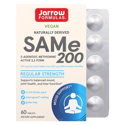 Jarrow Formulas, SAMe 200, 200 мг, 60 таблеток