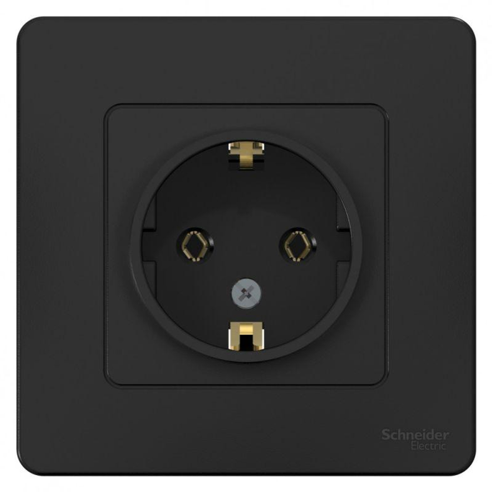 Розетка 1-м СП Blanca 16А IP20 250В с заземл. без защ. шторок антрацит SE BLNRS001016