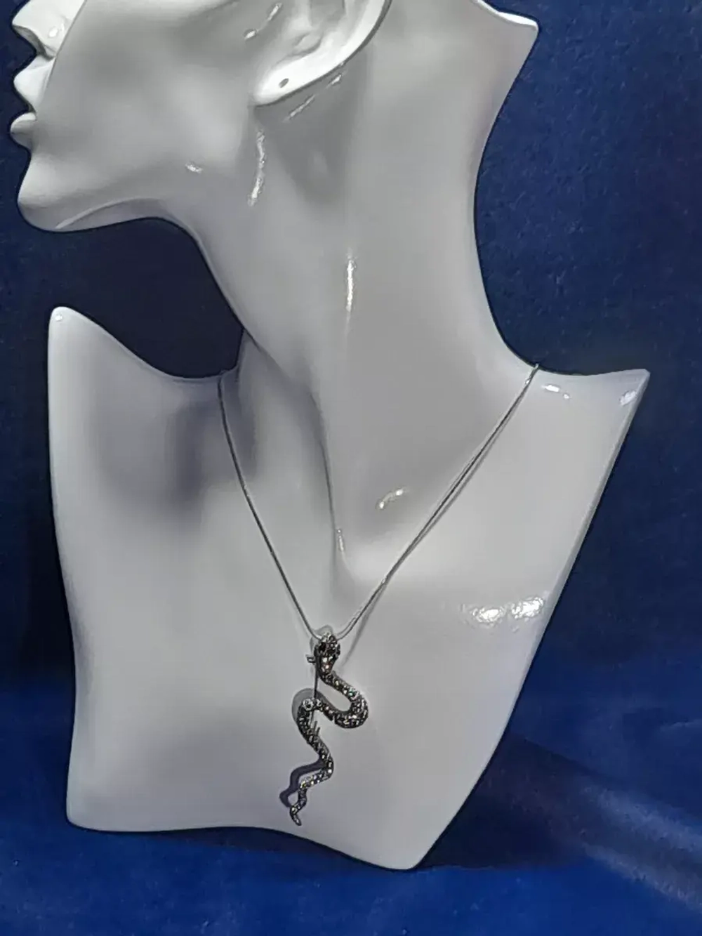 Брошь-кулон "Змея серебро черненое"