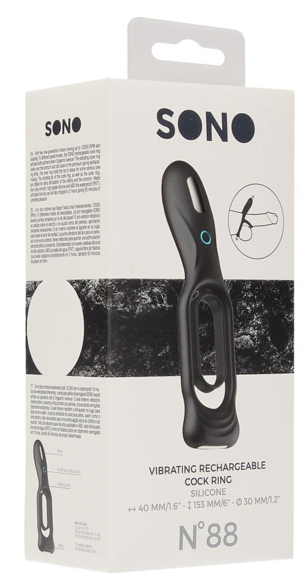 Черное двойное эрекционное виброкольцо N 88 Vibrating Rechargeable Cock Ring (Цвет: черный)