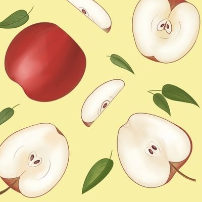 Яблоки на желтом фоне