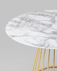 Стол Nels Ø110 см, белый мрамор, золотая ножка