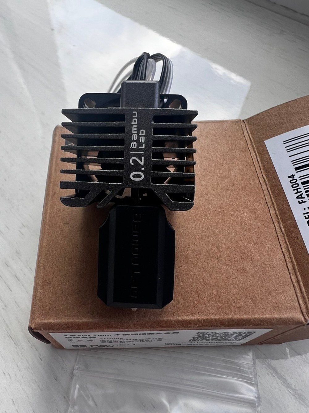Хотэнд в сборе с соплом 0.2 мм BambuLab (железный), Complete Hotend Assembly with Stainless Steel FAH004