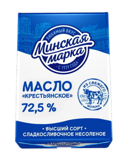 Масло сливочное "Крестьянское" 72,5% 180г. Минск