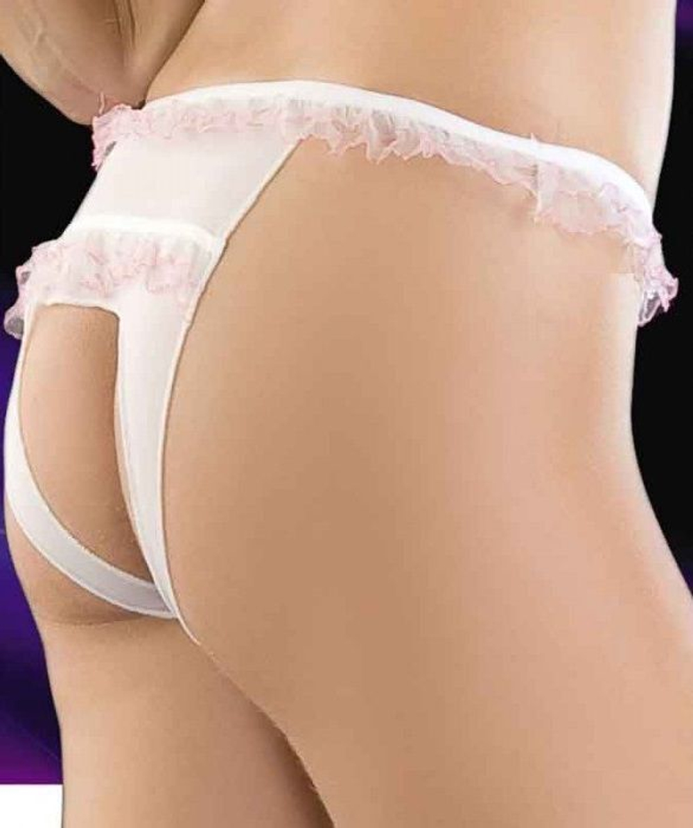 Пикантные трусики с рюшами и открытыми ягодицами (Размер: S-M) (Цвет: белый)