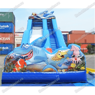 Надувная наземная водная горка «Красивые акулы», 11*4,5*6 м