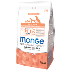 Monge Dog Monoprotein Puppy&Junior корм для щенков всех пород лосось с рисом 2,5 кг