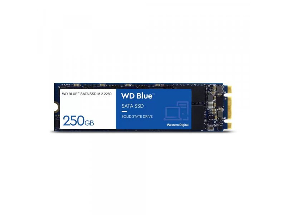 SSD накопитель Western Digital WD Blue 2ТБ, M.2 2280, SATA III, [WDS200T2B0B]